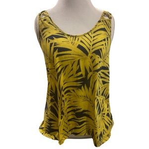 H&M || Palm Leaves Print High Low Sheer Sleeveless Shirt Tank Top || size Medium
